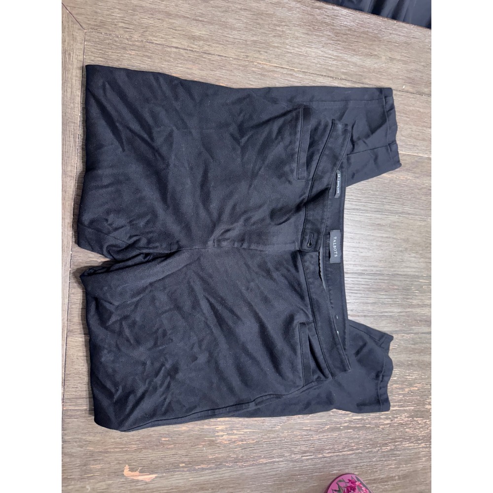 Talbots Skinny Ankle Pants Black Faux Leather Trim Equestrian Stretch Size 14